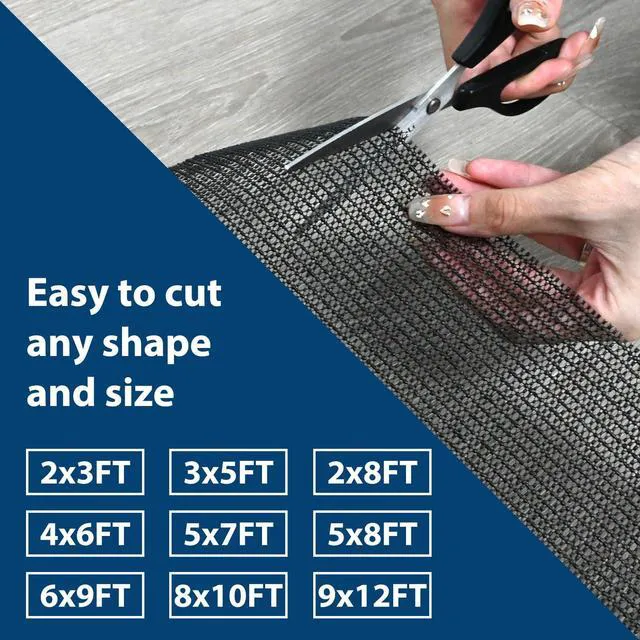 Alt view image 4 of 7 - Non Slip Rug Pads for Hardwood Floors, 2x4 Rug Pad Gripper for Area Rugs, Under Carpet Anti Skid Mat, Black, Keep Your Rugs Safe and in Place