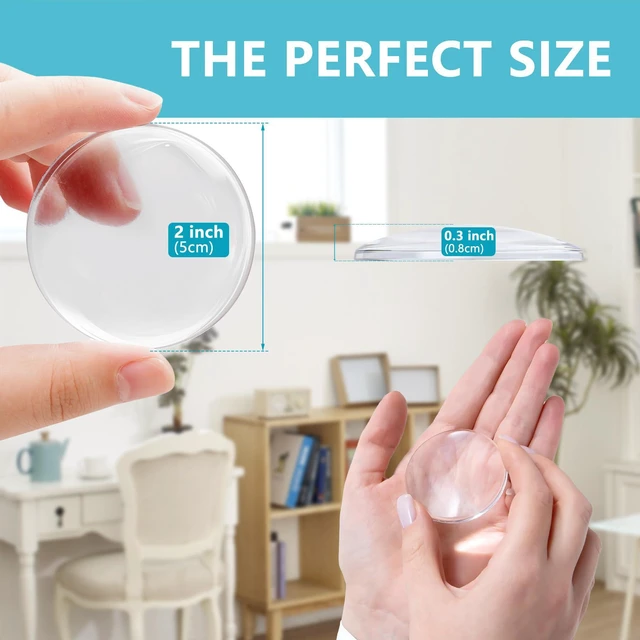 Alt view image 3 of 7 - Door Stoppers for Wall, 2" (6-Pack) Door Knob Wall Protector Clear | Strong Self-Adhesive Door Stop Bumpers, Quiet & Shock-Absorbing, Multi-Surface Use, Easy to Install, Prevents Wall Damage