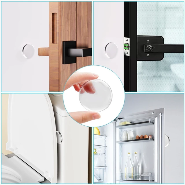 Alt view image 5 of 7 - Door Stoppers for Wall, 2" (6-Pack) Door Knob Wall Protector Clear | Strong Self-Adhesive Door Stop Bumpers, Quiet & Shock-Absorbing, Multi-Surface Use, Easy to Install, Prevents Wall Damage
