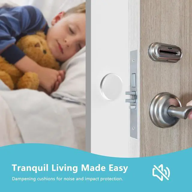 Alt view image 6 of 7 - Door Stoppers for Wall, 2" (6-Pack) Door Knob Wall Protector Clear | Strong Self-Adhesive Door Stop Bumpers, Quiet & Shock-Absorbing, Multi-Surface Use, Easy to Install, Prevents Wall Damage