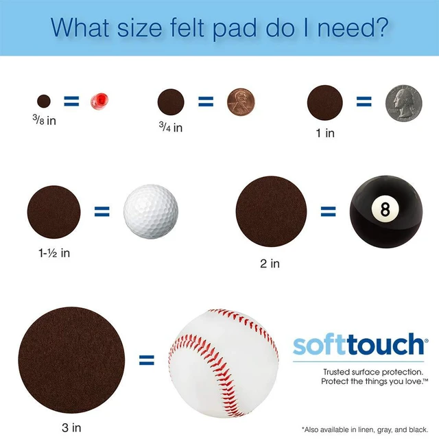 Alt view image 6 of 7 - Heavy Duty 2 Inch Felt Furniture Pads to Protect Hardwood Floors from Scratches, Linen, 6 Count