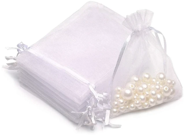 Main image of 50PCS Premium Sheer Organza Gift Bags, 3X4 inch (usable size: 3 x 2.9 inches) Elegant Jewelry Pouches (White)