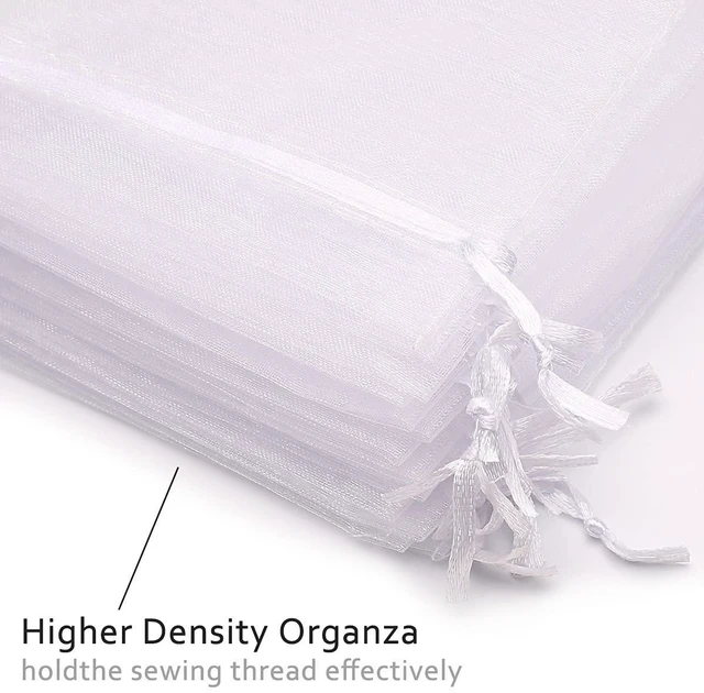 Alt view image 3 of 5 - 50PCS Premium Sheer Organza Gift Bags, 3X4 inch (usable size: 3 x 2.9 inches) Elegant Jewelry Pouches (White)