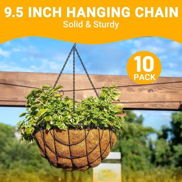 Alt view image 5 of 7 - 9.5 Inch Plant Hooks for Hanging Baskets,Black Hanging Chains with S Hook and Clip for Planters, Bird Feeders,Chalkboards, Basket, Lanterns,Lanterns Indoor Outdoor Decorative