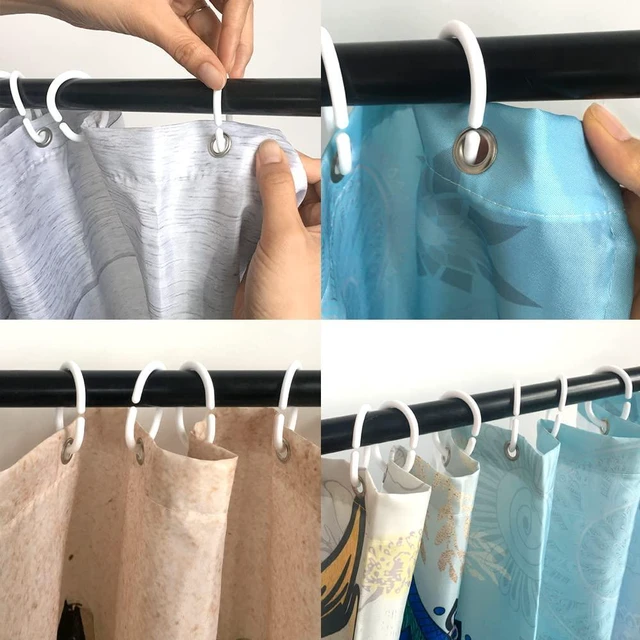 Alt view image 9 of 10 - Plastic Shower Curtain Hooks C Shape Shower Curtain Rings for Bathroom Shower Rod Window Curtains Hanger (Black, 12pack)
