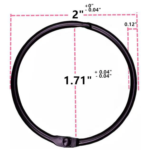Alt view image 2 of 5 - Black Shower Curtain Rings 2 Inch (12 Pack) Metal Round Ring Rustproof for Bathroom Rod