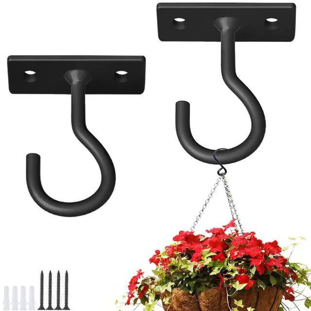 Main image of 2.5In Metal Plant Wall Hooks 2Pack Bulk Hanging Brackets Indoor Black | Decorative heavy duty metal hangers,for flower baskets, lanterns,bird feeders and wind chimes,home decor indoor and outdoor