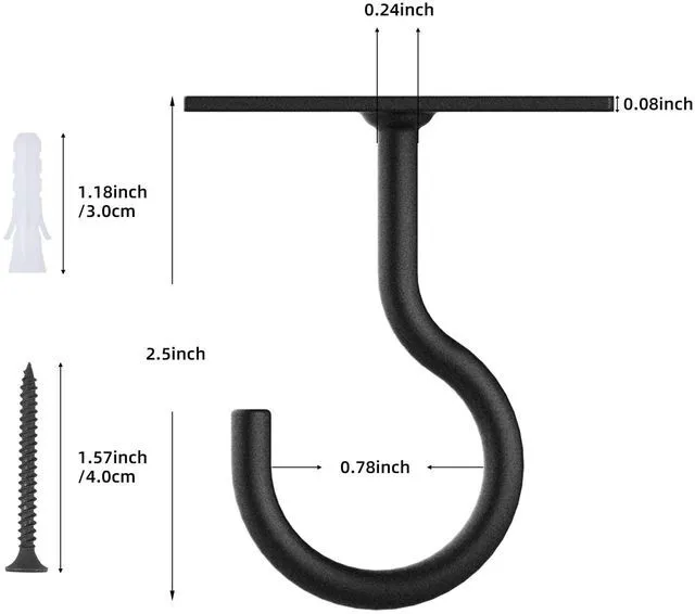 Alt view image 6 of 7 - 2.5In Metal Plant Wall Hooks 2Pack Bulk Hanging Brackets Indoor Black | Decorative heavy duty metal hangers,for flower baskets, lanterns,bird feeders and wind chimes,home decor indoor and outdoor