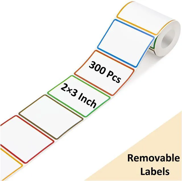 Main image of 300 Pcs 2×3 Inch Blank Removable Freezer Labels, Waterproof, Oil & Tear Resistant, No Residue Writable Stickers for Food Containers, Jars, Pantry and Meal Prep (Bright)