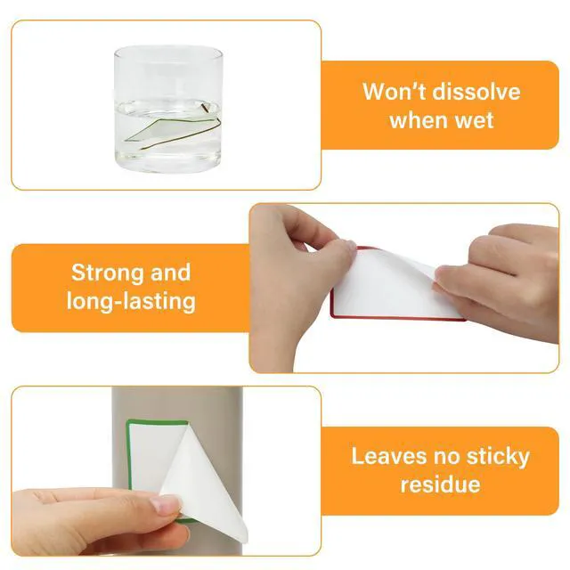 Alt view image 5 of 7 - 300 Pcs 2×3 Inch Blank Removable Freezer Labels, Waterproof, Oil & Tear Resistant, No Residue Writable Stickers for Food Containers, Jars, Pantry and Meal Prep (Bright)