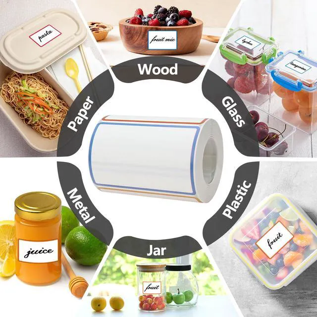 Alt view image 6 of 7 - 300 Pcs 2×3 Inch Blank Removable Freezer Labels, Waterproof, Oil & Tear Resistant, No Residue Writable Stickers for Food Containers, Jars, Pantry and Meal Prep (Bright)