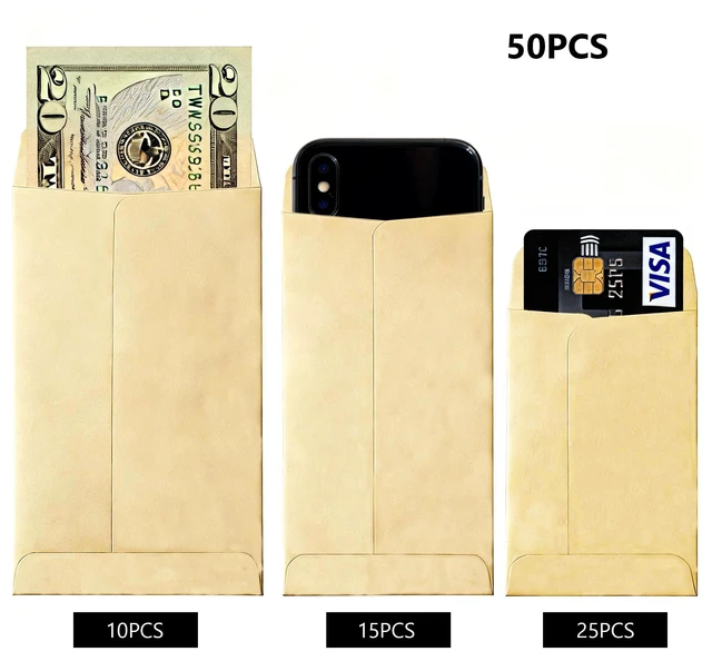 Alt view image 3 of 6 - 50 Pack Assorted 3 Sizes Coin Envelopes Self-Adhesive Kraft Paper Seed Envelopes Mini Parts Small Items Stamps Storage Packets Envelopes for Garden, Office or Wedding Gift