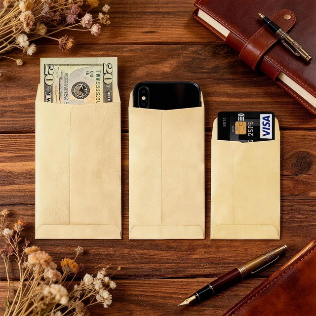Alt view image 6 of 6 - 50 Pack Assorted 3 Sizes Coin Envelopes Self-Adhesive Kraft Paper Seed Envelopes Mini Parts Small Items Stamps Storage Packets Envelopes for Garden, Office or Wedding Gift