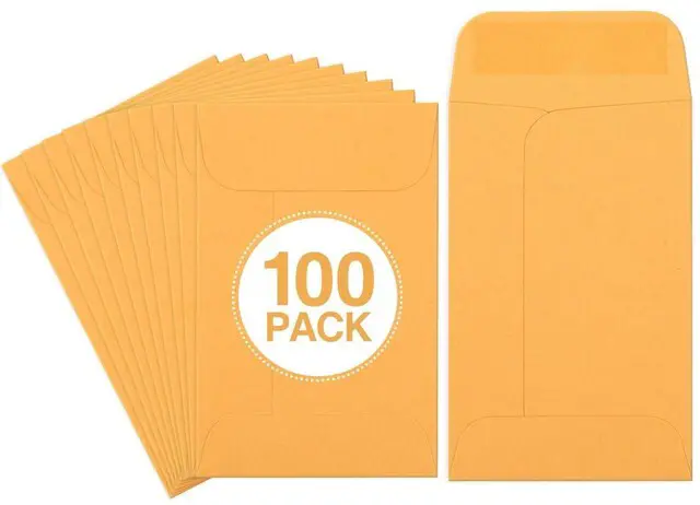 Main image of 100 PCS 2.25x 3.5" Brown Small Parts Envelope with Gummed Flap Kraft Seed Envelopes for Garden, Home and Office