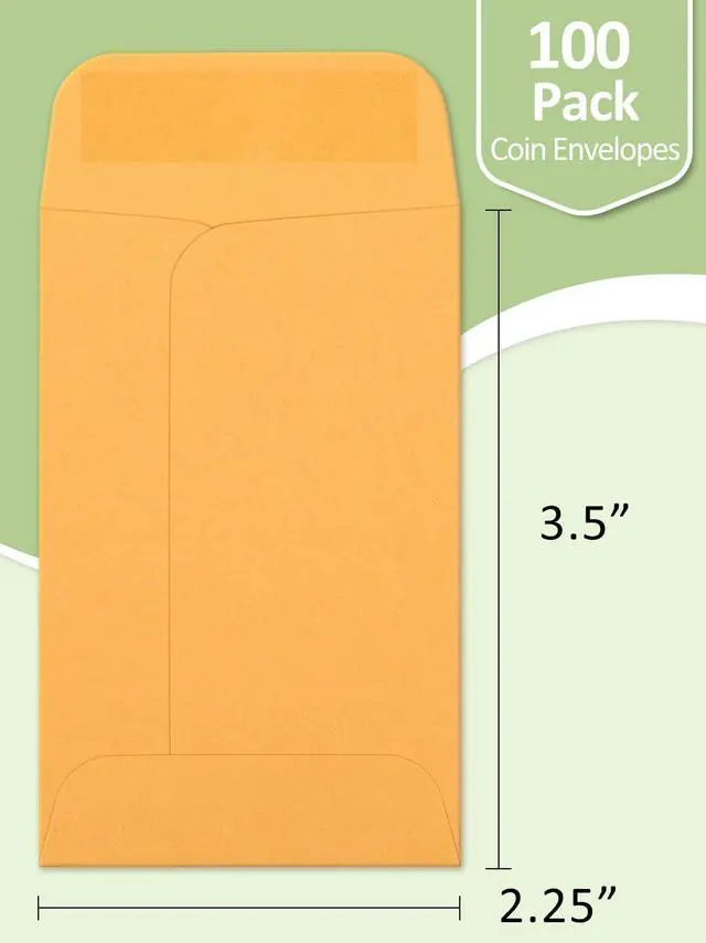 Alt view image 2 of 6 - 100 PCS 2.25x 3.5" Brown Small Parts Envelope with Gummed Flap Kraft Seed Envelopes for Garden, Home and Office