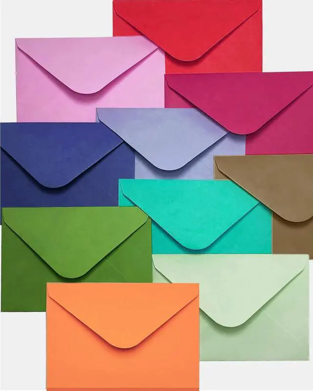 Alt view image 4 of 5 - 10 Pack Gift Card Envelopes 4 x 2.7in, 5 Colors Assorted Mini Envelopes for Gift Card Business Cards,Colorful Tiny Pocket Envelope For Business Card (10, orange,yellow,blue,green,pink)