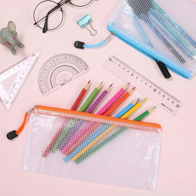 Alt view image 2 of 7 - 12pcs Mesh Zipper Pouch Bags, 8 Size Zipper Bags for Organizing,Mesh Bags with Zipper, Waterproof File Bags for School, Puzzles, Cosmetics, Travel Accessories, Board Games Office Supplies