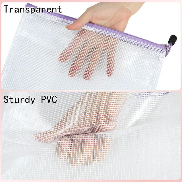 Alt view image 5 of 7 - 12pcs Mesh Zipper Pouch Bags, 8 Size Zipper Bags for Organizing,Mesh Bags with Zipper, Waterproof File Bags for School, Puzzles, Cosmetics, Travel Accessories, Board Games Office Supplies