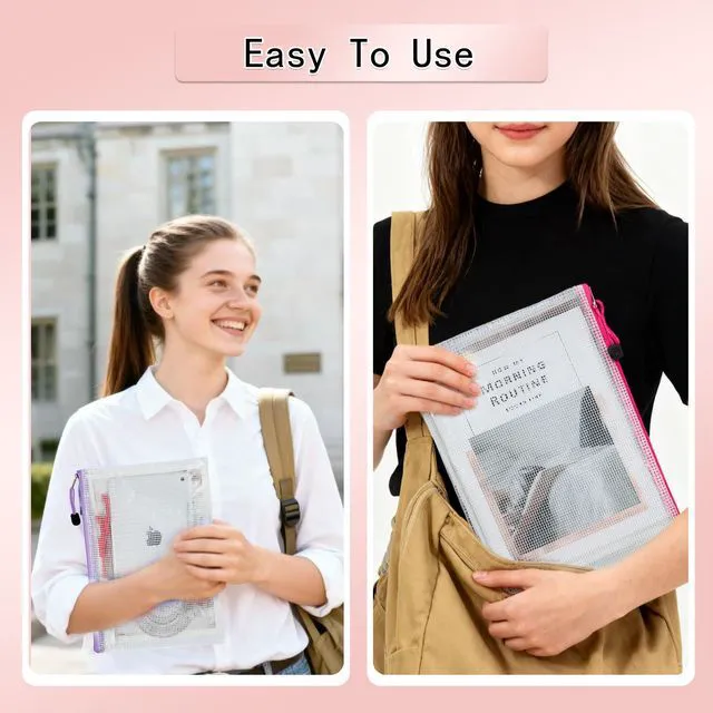 Alt view image 6 of 7 - 12pcs Mesh Zipper Pouch Bags, 8 Size Zipper Bags for Organizing,Mesh Bags with Zipper, Waterproof File Bags for School, Puzzles, Cosmetics, Travel Accessories, Board Games Office Supplies