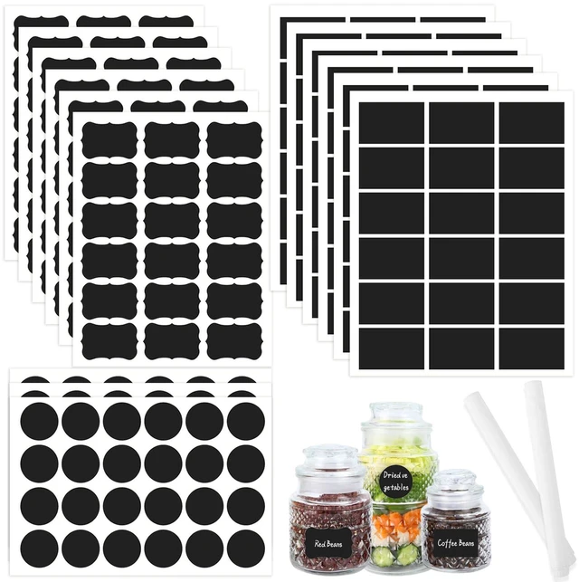 Main image of 290 pcs Chalkboard Labels,Removable Blackboard Label Stickers,3 Assorted Shapes,with 2 White Chalk Marker,Erasable Reusable Waterproof Label for Storage Bin,Food Container,Mason Jars,Jars