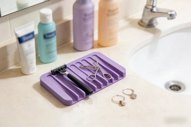 Alt view image 6 of 7 - Silicone Soap Holder, 2-Pack Self-Draining Waterfall Tray | Silicone, self-draining, non-slip, easy clean, for soap, sponge, razor, bathroom, kitchen, shower, bathtub