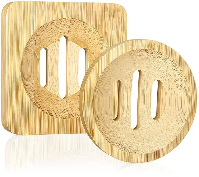 Main image of 2 Pcs Wooden Soaps Saver for Shower Natural Bamboo Soap Dish | Square Round Dish Soap Holders, Self-Draining Tray Easy Dry, Extend Soaps Life, for Shower Bathroom Bath Tub Kitchen Sponges