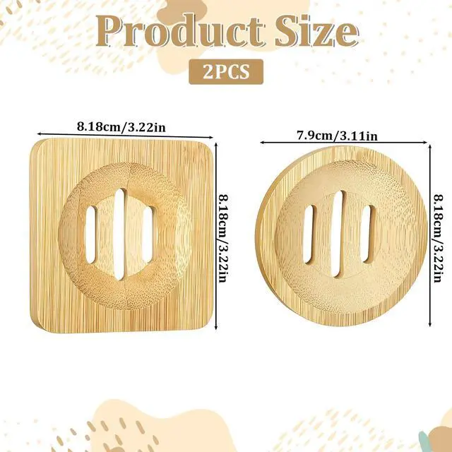 Alt view image 2 of 7 - 2 Pcs Wooden Soaps Saver for Shower Natural Bamboo Soap Dish | Square Round Dish Soap Holders, Self-Draining Tray Easy Dry, Extend Soaps Life, for Shower Bathroom Bath Tub Kitchen Sponges