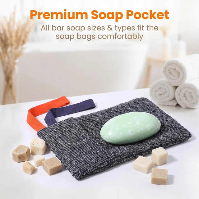 Alt view image 6 of 7 - Bar Soap Bag, 2PCS Soap Bags for Soaps Bars | Soap Pouch Exfoliating Bath Sponge Soap Mesh Bag for Washing Body Travel with Quick-Dry Mesh