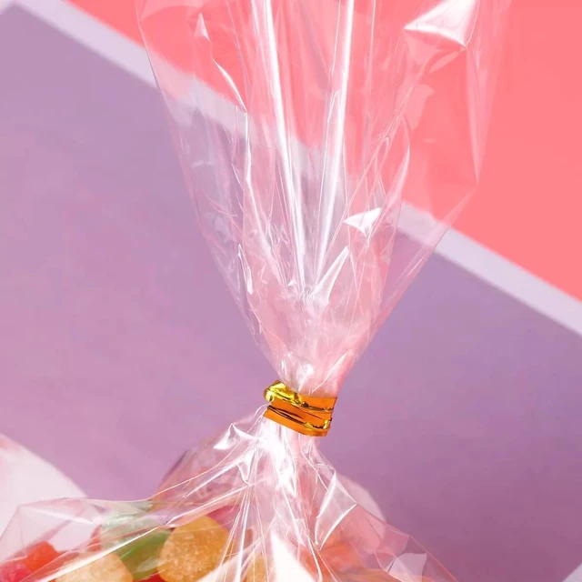 Alt view image 7 of 7 - 100PCS Cellophane Bags Clear Plastic Cello Bags 4x6 with 4" Twist Ties 5 Mix Colors - 1.4 mils Thick OPP Treat Bags for Gift Wrapping Packaging Decorations Storage (4'' x 6'')
