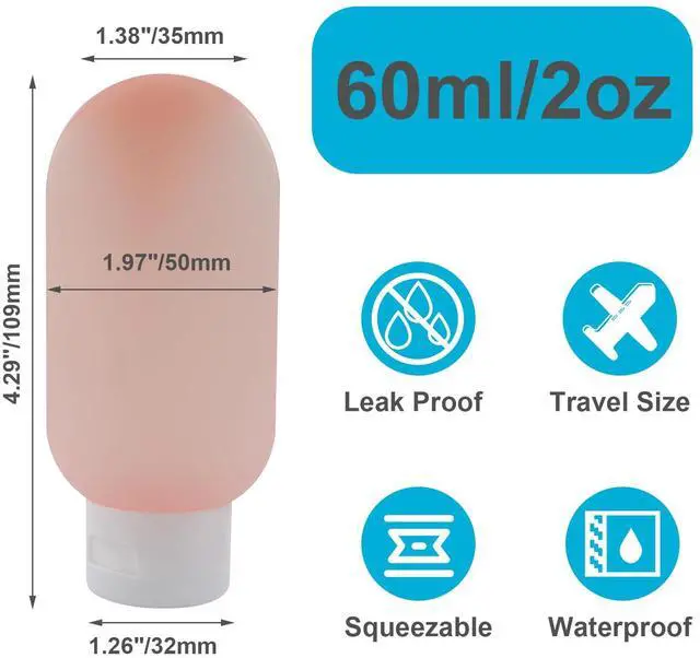 Alt view image 2 of 7 - 4pcs 60ml Travel Bottles, Containers for Toiletries | Transparent Color, Leakproof, Squeezable, Refillable Containers, For Shampoo & Lotion