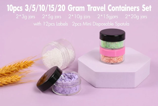 Alt view image 4 of 7 - Travel Size Containers 10 Piece Small Travel Containers Multi Size Set | Leak Proof PS Jars, Multi Size Set, Reusable, Includes Labels & Spatulas, Ideal for Travel, Toiletries, Cream and Lotion