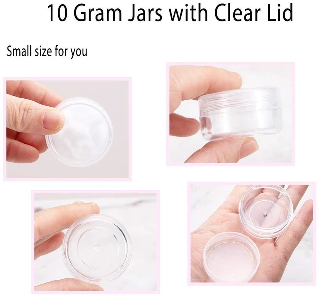 Alt view image 3 of 7 - 10 Gram Containers with Lids, Sample Containers, 10 Pack BPA Free Clear | Leakproof Screw Lids, Reusable Small Plastic Containers with Lids, Sample Jars for Cream, Lotion, Lip Balm, Powder, Travel