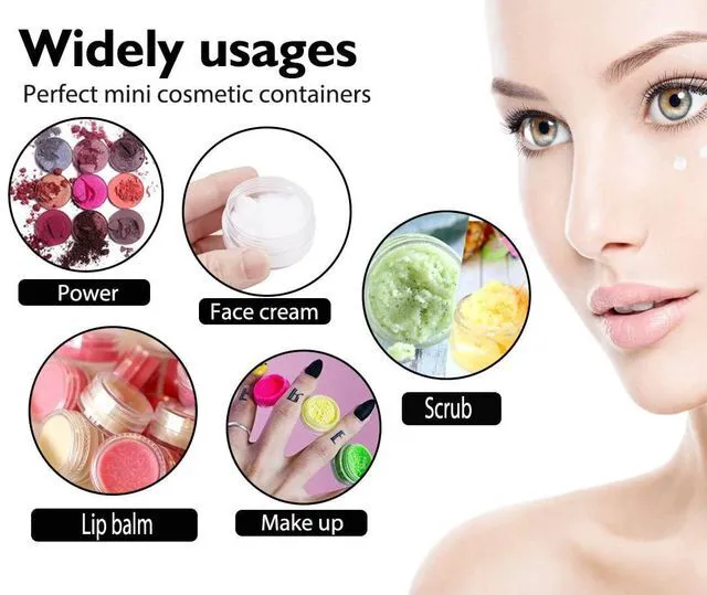 Alt view image 6 of 7 - 10 Gram Containers with Lids, Sample Containers, 10 Pack BPA Free Clear | Leakproof Screw Lids, Reusable Small Plastic Containers with Lids, Sample Jars for Cream, Lotion, Lip Balm, Powder, Travel