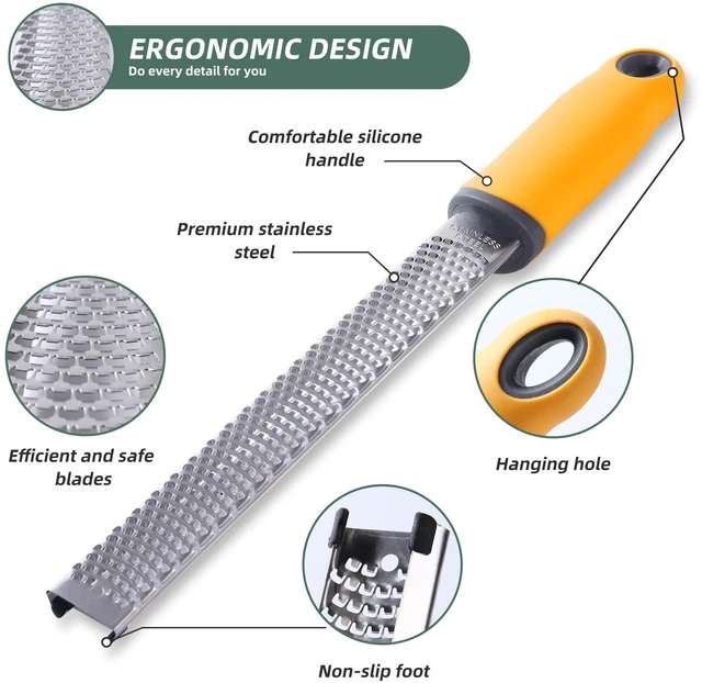Alt view image 3 of 6 - Lemon Zester Grater, Citrus Zester Grater with Handle, Kitchen Gadgets for Cheese, Lemon, Chocolate, Nutmeg, Ginger, Fruit, Vegetable, Stainless Steel Micro Cheese Grate, Dishwasher Safe(Narrow)