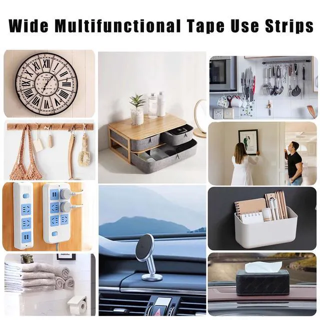 Alt view image 4 of 7 - Double Sided Tape Heavy Duty,Multipurpose Clear Mounting Tape Picture Hanging Adhesive Strips, 10FT Removable Strong Sticky Strips Carpet Nano Tape Poster Two Sided Tape