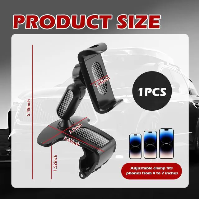 Alt view image 2 of 7 - 360° Rotatable Dashboard Phone Holder for Car,2026 Upgraded Car Phone Holder Fit for Dashboard/Sun Visor/Rearview Mirror,Universal 4-7 inch Dash Phones Holders for Cars
