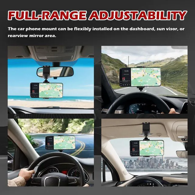 Alt view image 3 of 7 - 360° Rotatable Dashboard Phone Holder for Car,2026 Upgraded Car Phone Holder Fit for Dashboard/Sun Visor/Rearview Mirror,Universal 4-7 inch Dash Phones Holders for Cars