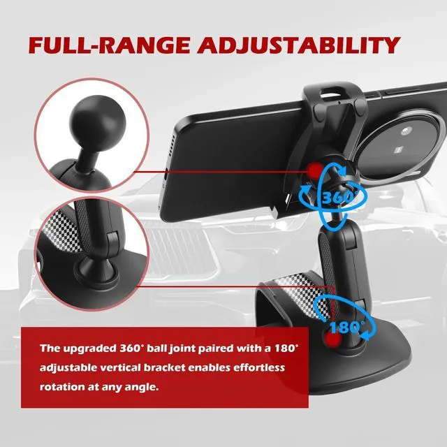 Alt view image 4 of 7 - 360° Rotatable Dashboard Phone Holder for Car,2026 Upgraded Car Phone Holder Fit for Dashboard/Sun Visor/Rearview Mirror,Universal 4-7 inch Dash Phones Holders for Cars
