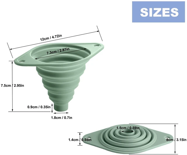 Alt view image 2 of 7 - Kitchen Funnel Set 3 Pack, Collapsible Silicone Funnel for Kitchen Use Filling Bottles Liquid Food Transfer