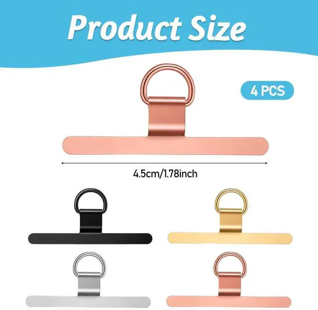 Alt view image 2 of 7 - 8 Pack Metal Phone Tether Tab 360° Rotatable, Universal Cell Phone Charm Holder Lanyard Tab Wrist Strap Hook Metal Replacement Patch for Most Smartphones