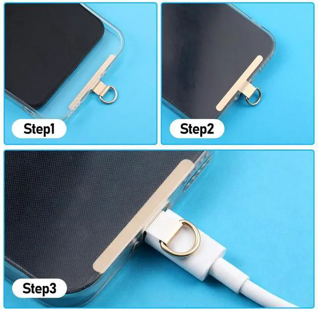 Alt view image 3 of 7 - 8 Pack Metal Phone Tether Tab 360° Rotatable, Universal Cell Phone Charm Holder Lanyard Tab Wrist Strap Hook Metal Replacement Patch for Most Smartphones