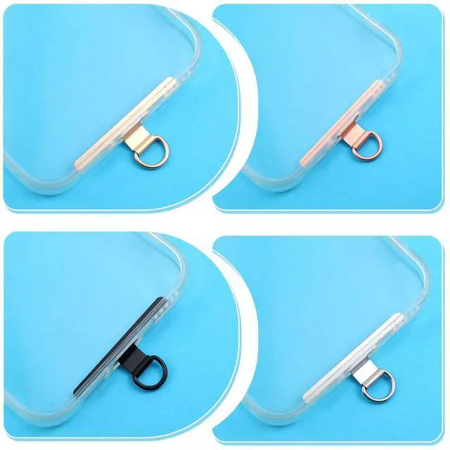 Alt view image 7 of 7 - 8 Pack Metal Phone Tether Tab 360° Rotatable, Universal Cell Phone Charm Holder Lanyard Tab Wrist Strap Hook Metal Replacement Patch for Most Smartphones