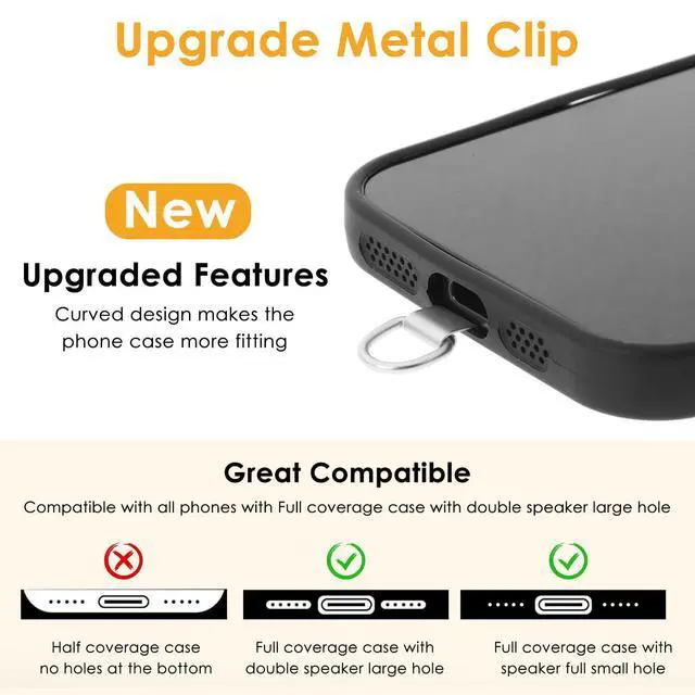 Alt view image 4 of 7 - 2 Pcs Phone Tether Tab for Smart Phone, Butterfly Metal Phone Lanyard Strap Patch Stainless Steel Patch Anti Theft Replacement for Full Phone Case