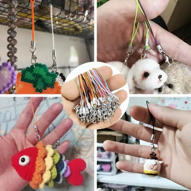 Alt view image 6 of 7 - 20 Pack Phone Charms Strap, Charm Holder, Keychain String with Lobster Clasp for Cell Phone Case, Pendant (20)