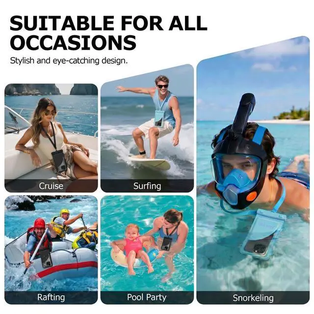 Alt view image 6 of 6 - Waterproof Phone Pouch for iPhone 17 16 15 Pro Max IPX8 Black-8.3 | Card Pocket, Lightweight, Large Cellphone Dry Bag, IPX8 Rated, Beach Essential, Cruise Ship, 1 Pack, 8.3 inch