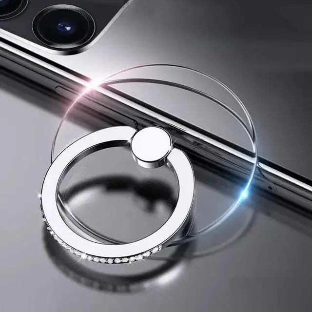 Alt view image 2 of 4 - Cell Phone Ring Stand Holder2Pcs Transparent Finger Ring Kickstand360 Degree Rotation Hand Phone Ring Grip for All Mobile Phone(Round)