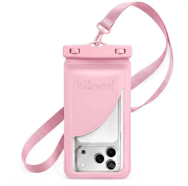 Main image of Waterproof Phone Pouch for iPhone 17 16 15 Pro Max IPX8 Pink-8.3 | Card Pocket, Lightweight, Large Cellphone Dry Bag, IPX8 Rated, Beach Essential, Cruise Ship, 1 Pack, 8.3 inch