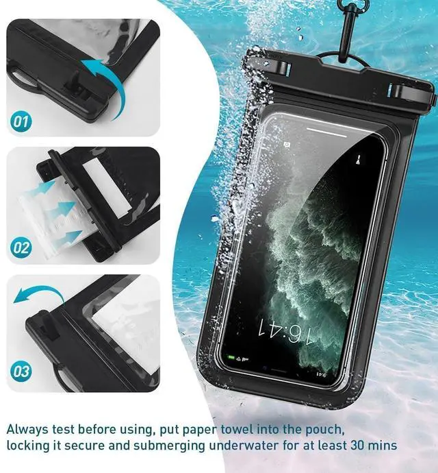 Alt view image 5 of 6 - Waterproof Phone Pouch for iPhone 17 16 15 Pro Max IPX8 Pink-8.3 | Card Pocket, Lightweight, Large Cellphone Dry Bag, IPX8 Rated, Beach Essential, Cruise Ship, 1 Pack, 8.3 inch