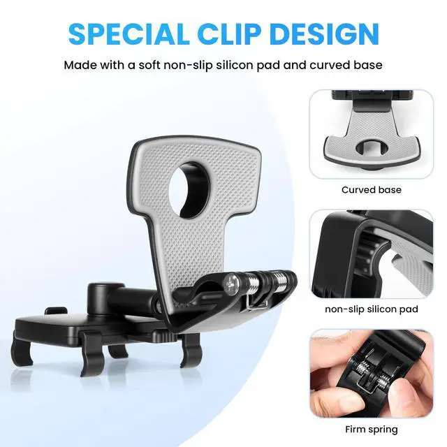 Alt view image 2 of 7 - Car Phone Holder Mount Dashboard Rearview Mirror Sun Visor 360 Degree Rotation Multifunctional Adjustable Spring Clip Car Universal Phone Mount for 4-7 inch Cellphone