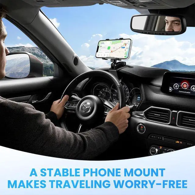 Alt view image 7 of 7 - Car Phone Holder Mount Dashboard Rearview Mirror Sun Visor 360 Degree Rotation Multifunctional Adjustable Spring Clip Car Universal Phone Mount for 4-7 inch Cellphone